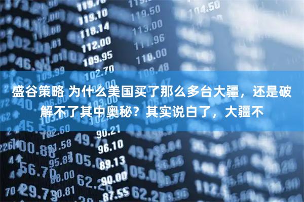 盛谷策略 为什么美国买了那么多台大疆，还是破解不了其中奥秘？其实说白了，大疆不