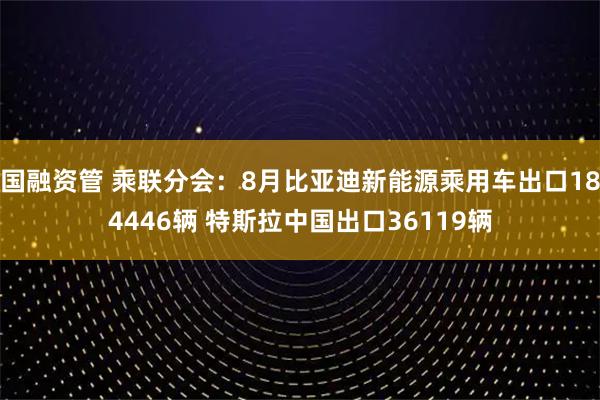 国融资管 乘联分会：8月比亚迪新能源乘用车出口184446辆 特斯拉中国出口36119辆